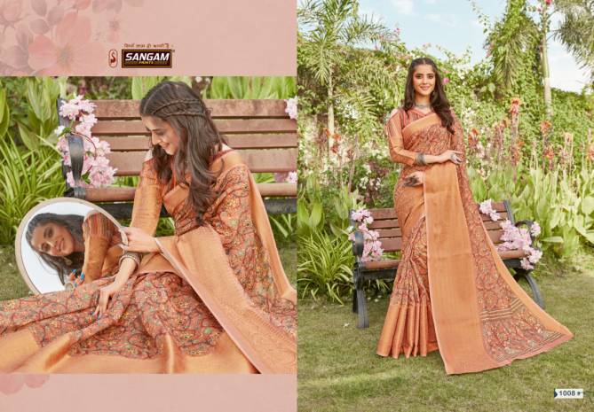 Sangam Ayana  Latest Fancy Designer Festive Wear Linen Silk Digital Printed Sarees Collection
